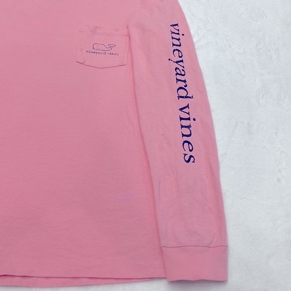Vineyard Vines 100% Cotton Baby Pink with Logos Long Cool Shirt Women's Small !! - Picture 5 of 11